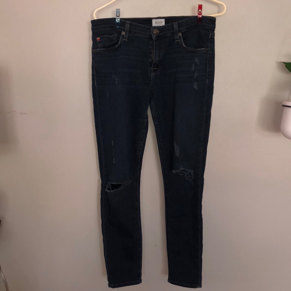 Hudson dark blue denim ripped jeans